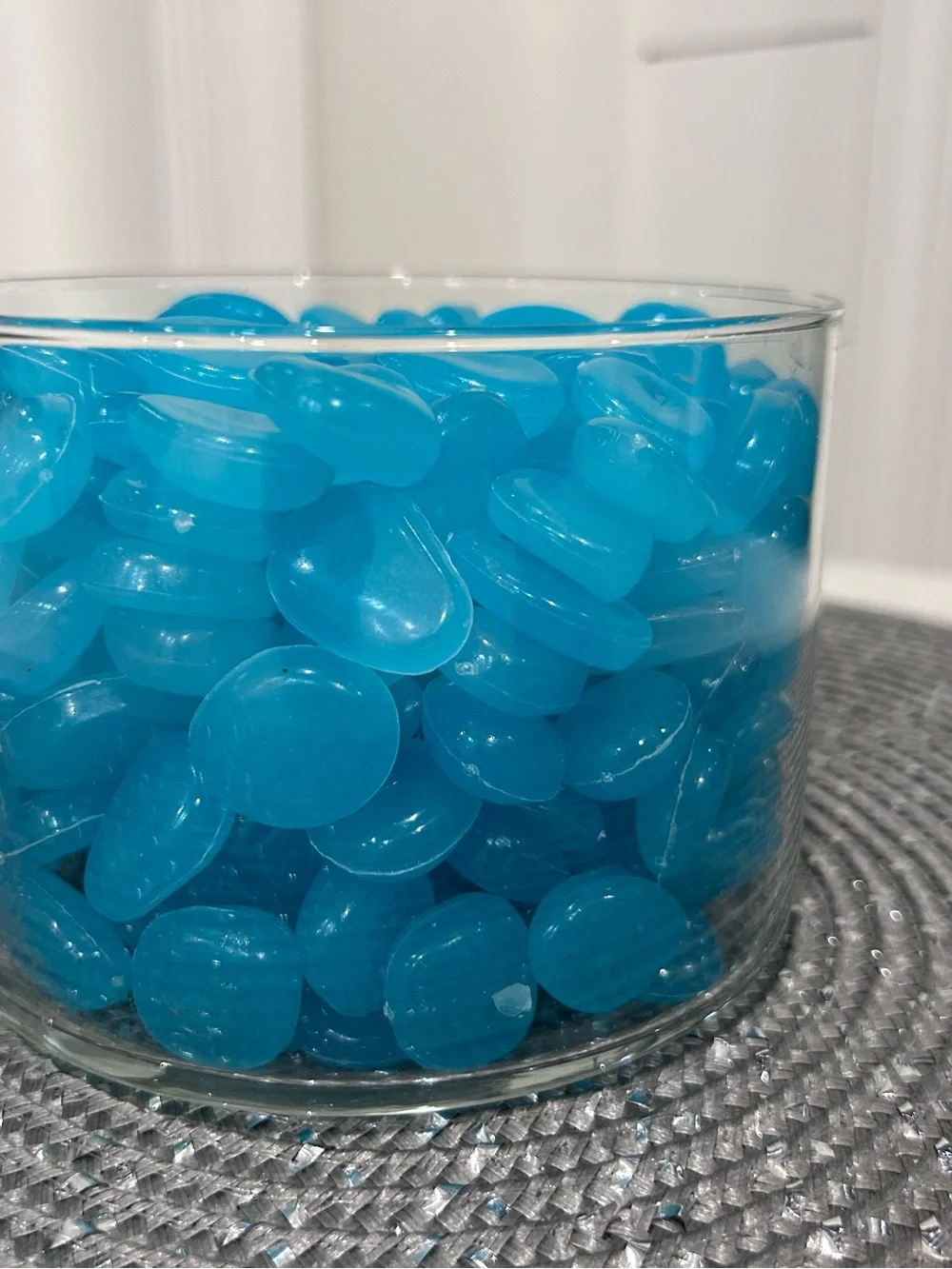 One pound of Bright Turquoise blue plastic glow in the dark gem vase fillers